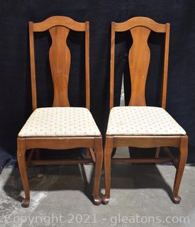 2 Walnut Dining Side Chairs 